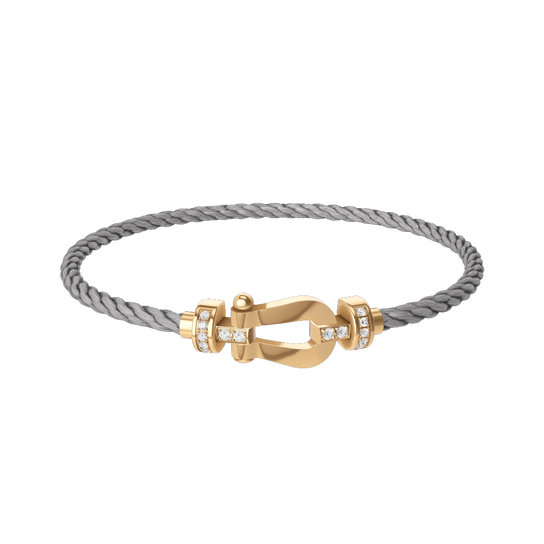 Fred Force 10 Medium Yellow Gold and Diamond Pavé Cable
